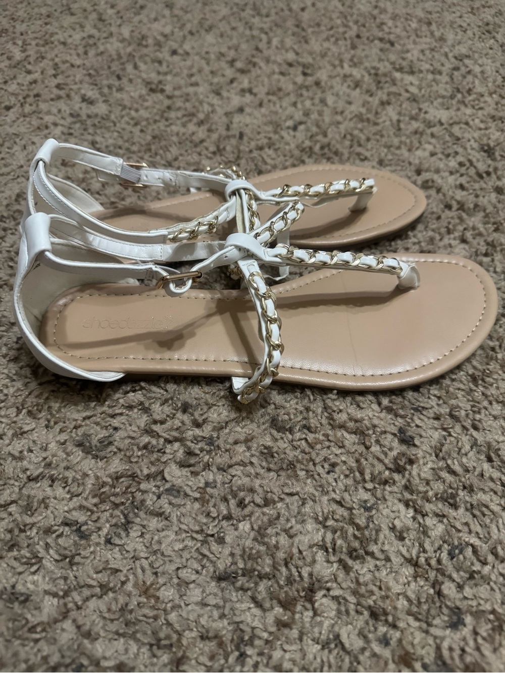 White Chain-Trim Women's Sandals